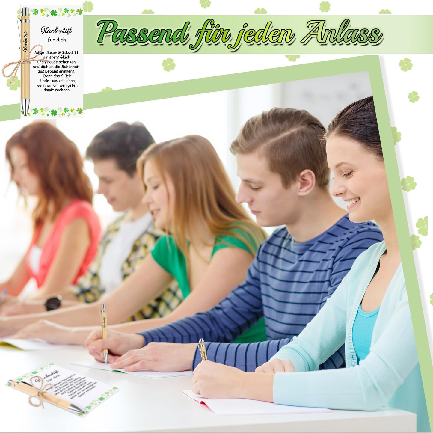Tenare 45 Sets of Lucky Pen Team Thank You Gifts with Card Wooden Ballpoint Pen with Quote Birthday Party Favors Good Luck Charm Exam Pass Farewell for Teacher Staff Colleagues (45)