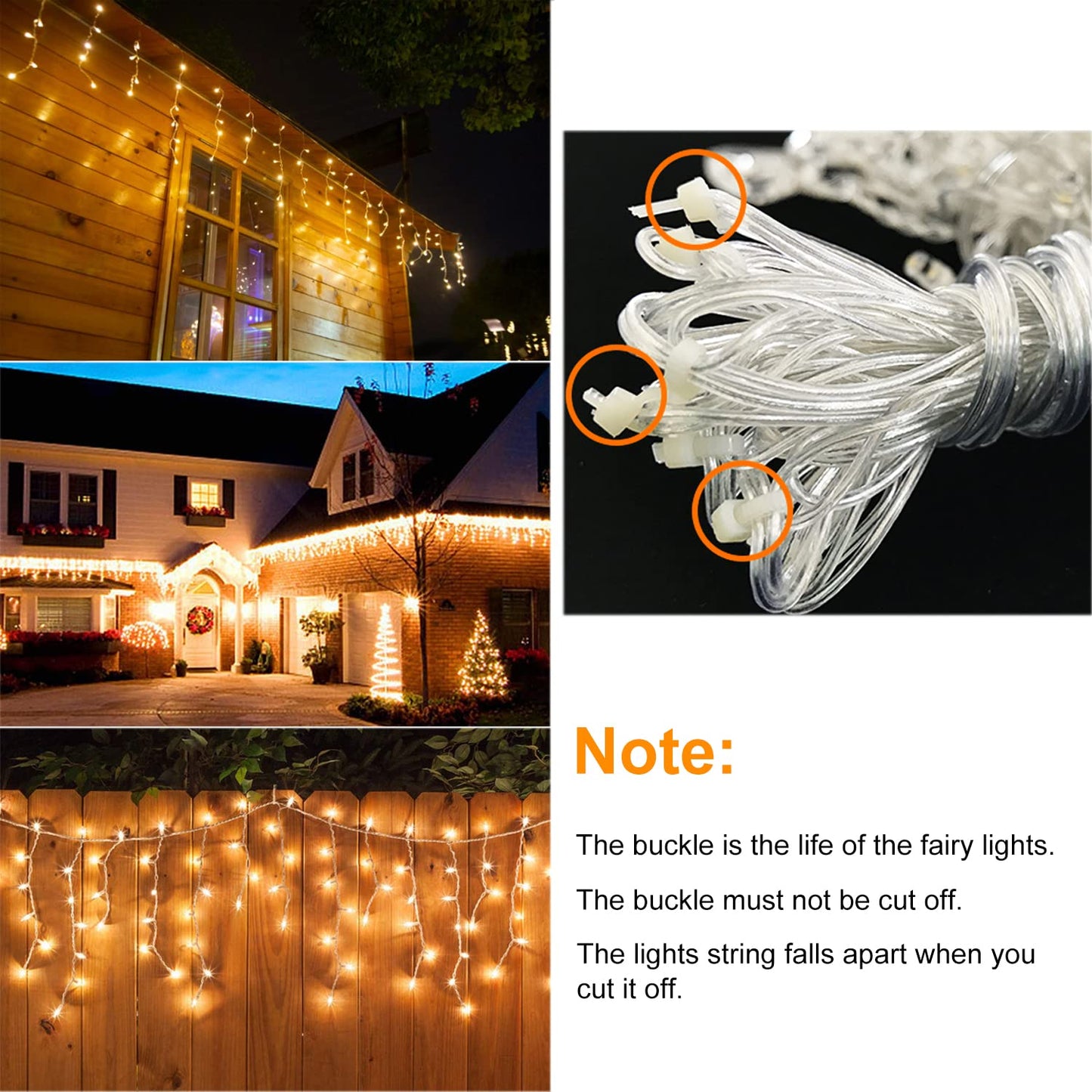 Ice rain fairy lights outdoor 10m 400LEDs light curtain fairy lights with timer + 8 modes + memory function + battery operated, icicle fairy lights decoration for Christmas, wedding, Halloween, warm white