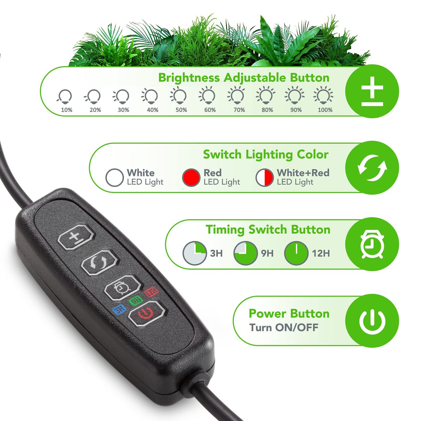 COKOLILA 2 Heads Plant Lamp LED, 160 LEDs Full Spectrum Plant Light, 3000K 5000K 660nm Plant Grow Light for Indoor Plants with Timer, 3 Light Modes, perfect for plants (no adapter)