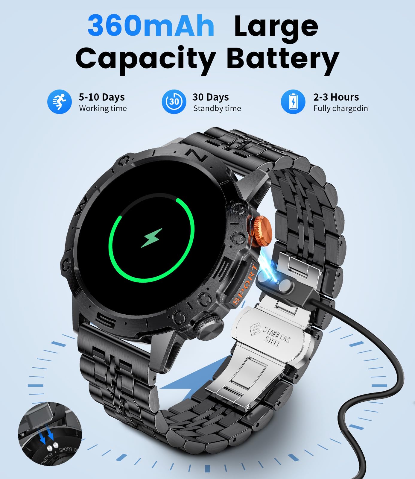 SIEMORL Smartwatch for Men with phone function, fitness tracker 1.43" AMOLED display men's smartwatch with heart rate monitor sleep monitor pedometer, 100 sports modes IP68 calories Android iOS