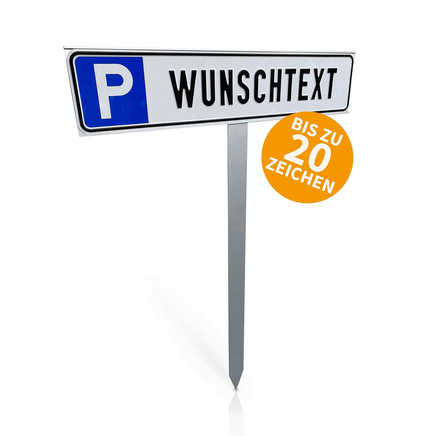 Operating equipment24 Custom parking sign with drive-in post - parking identification with custom text - post for insertion - aluminum - 52x11 cm