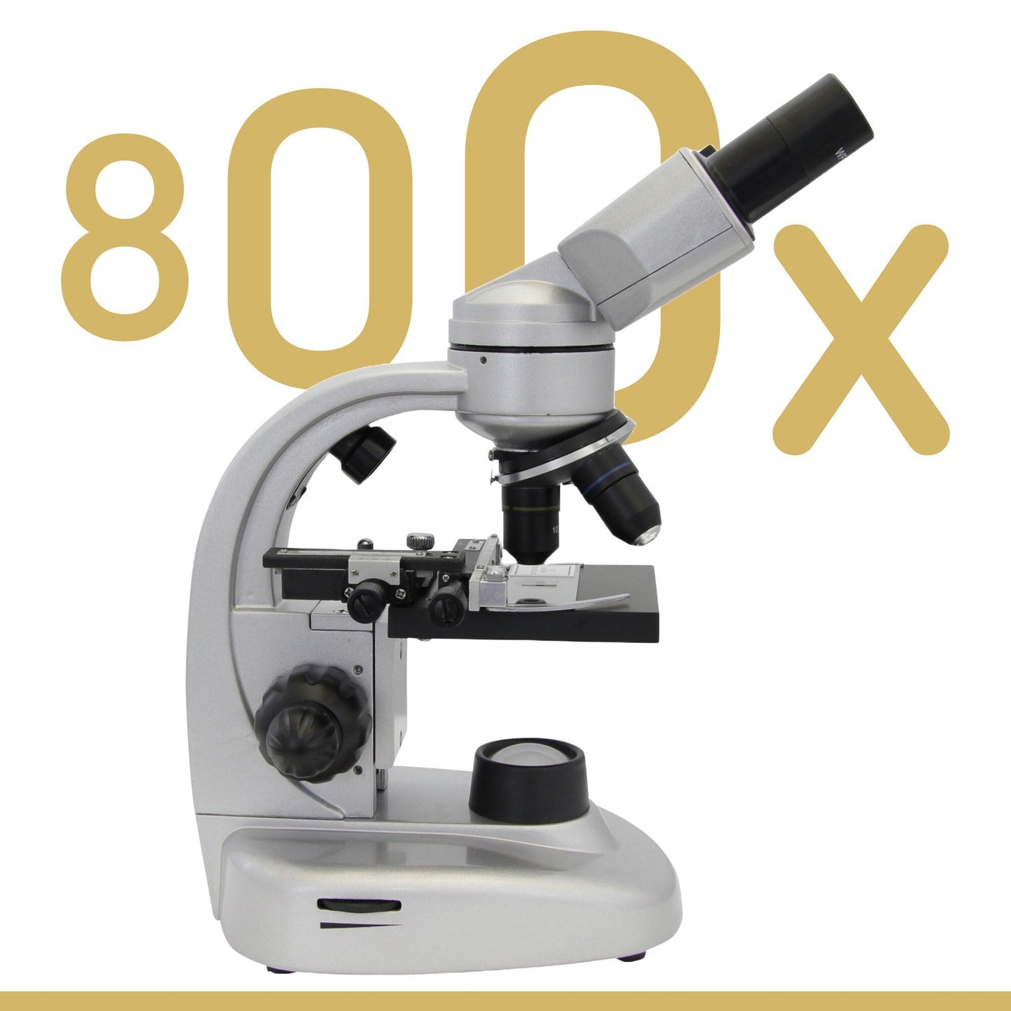 Omegon Binofield Microscope, 40x-800x, LED | Precise observations with binocular viewing | Ideal for school and hobbies | Includes extensive accessories | Incident and transmitted light microscopy