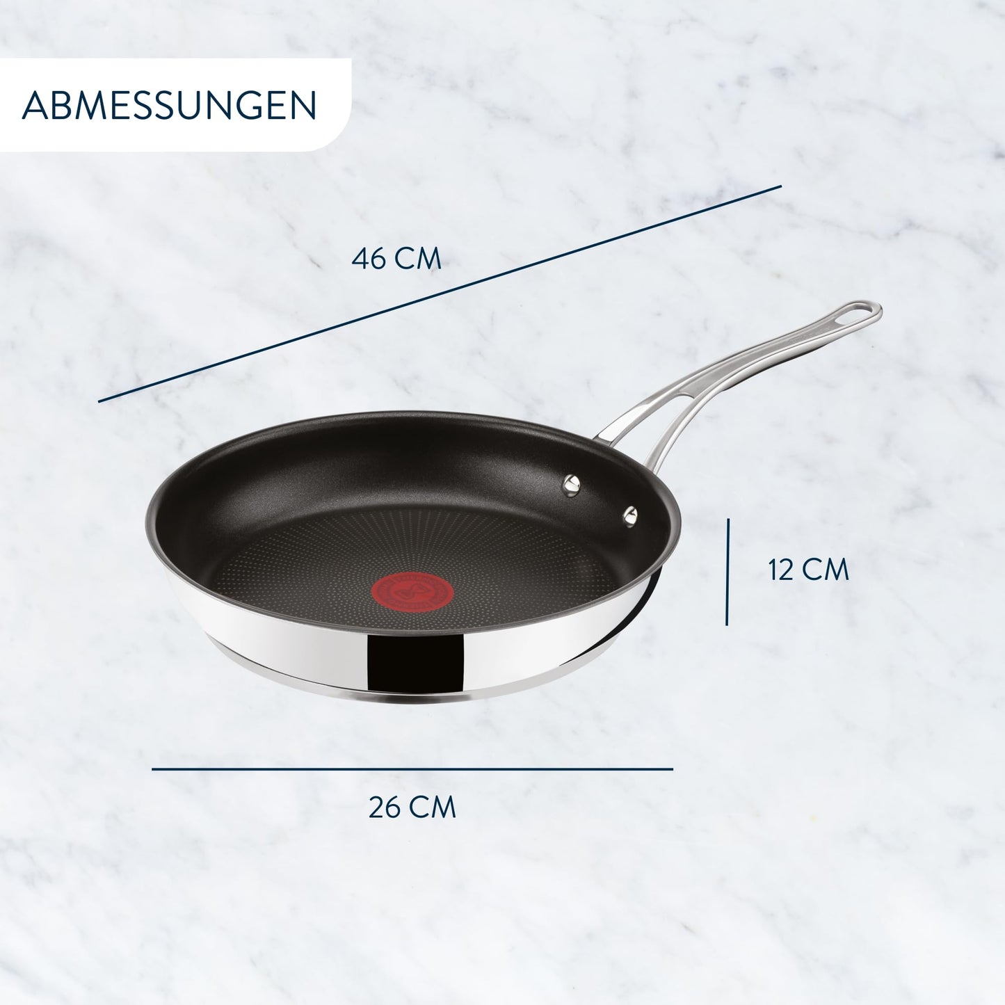 Jamie Oliver by Tefal Cook's Classics 9.4 inch Frying Pan, Stainless Steel Induction Pan with Non-Stick Coating, suitable for all stovetops, oven safe up to 410°F, riveted handle, E3060435
