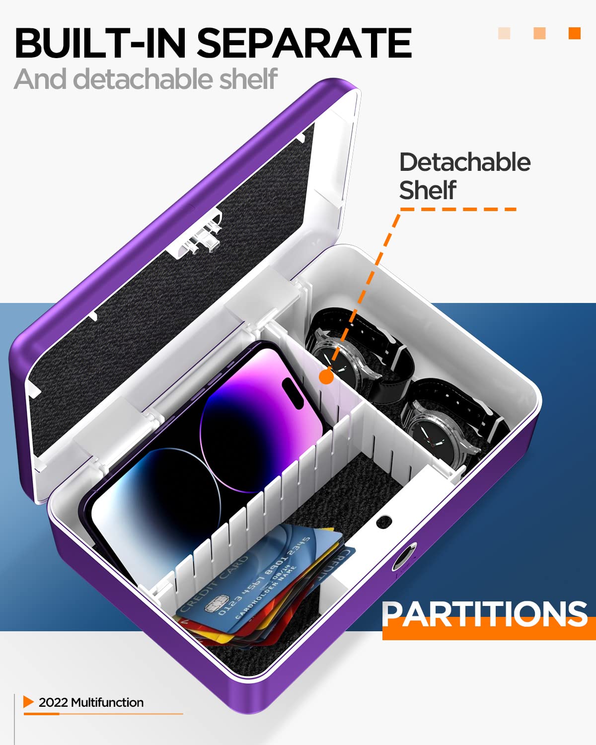 AICase Biometric Storage Box with fingerprint, portable, for cash, jewelry, security lock, combination lock for car, home, office, travel_2