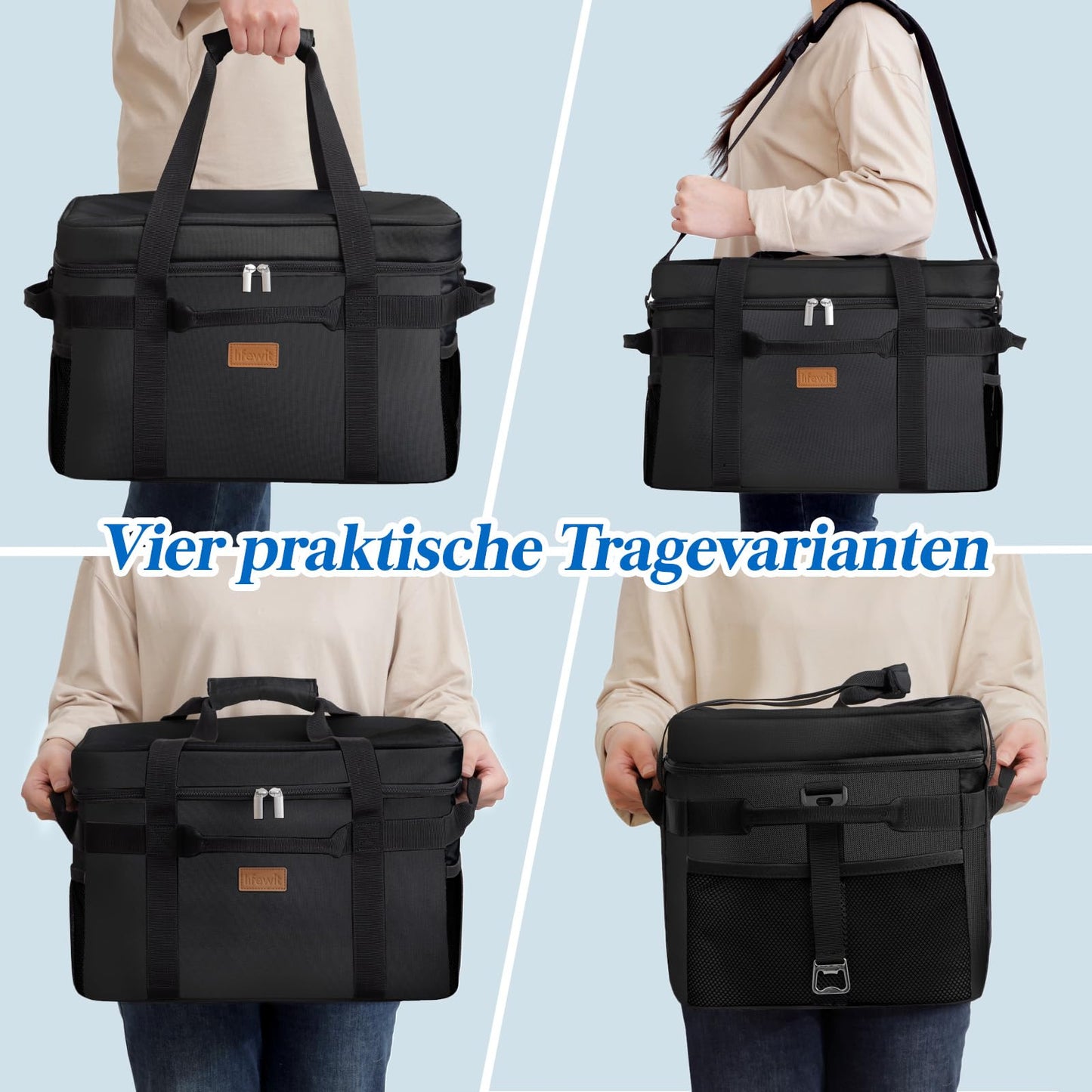 Lifewit Cooler Bag 30L, Foldable Picnic Bag for Food & Drinks, Portable Ice Box for Men, Women, Insulated Thermal Bag for Work, Camping, and Everyday Use, Black.