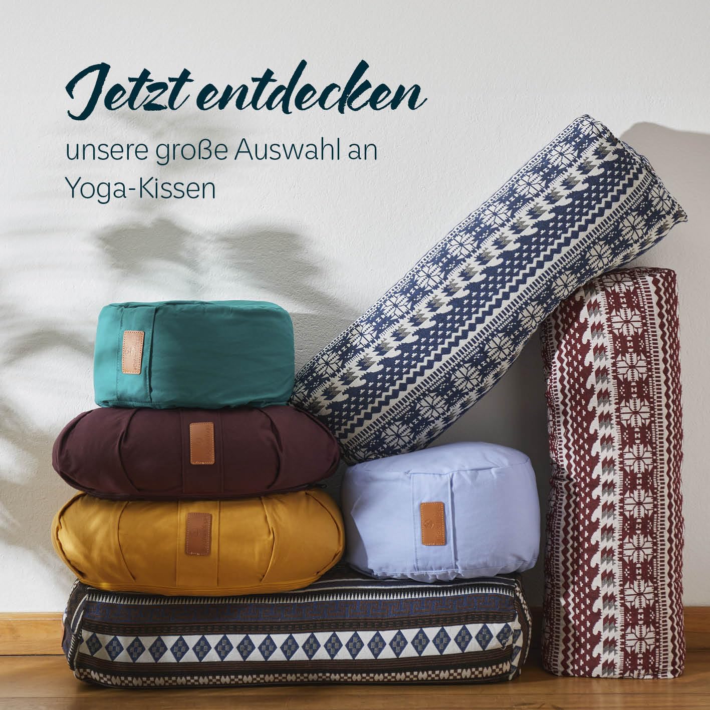 #DoYourYoga Yoga bolster "Paravati" with organic spelt filling, washable cover made of 100% cotton, 67cm x 13cm, yoga pillow/seat cushion/zafu cushion for Yin Yoga - dark green.