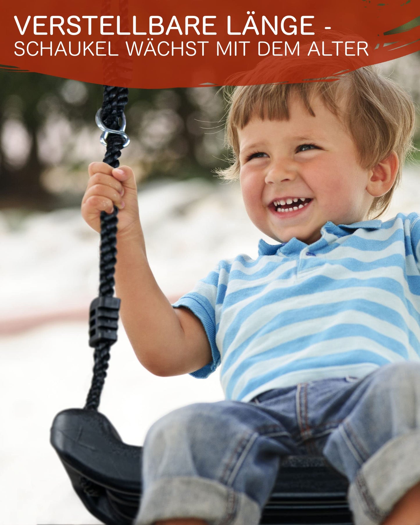 HOQ Swing Seat - Adjustable Swing Board - Non-Slip, Weatherproof Kids Swing - Garden & Playground Accessory - Indoor & Outdoor - Blue