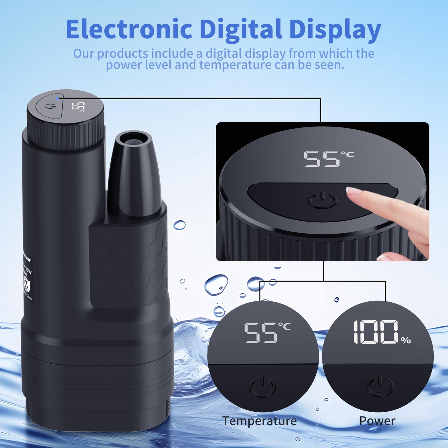 YAOBLUESEA Camping Shower with Pump, Portable Camping Shower Set with 4000mAh Rechargeable Battery & 1.8m Hose, Digital Screen Portable Camping Shower for Garden Camping Car Washing Pet Bathing