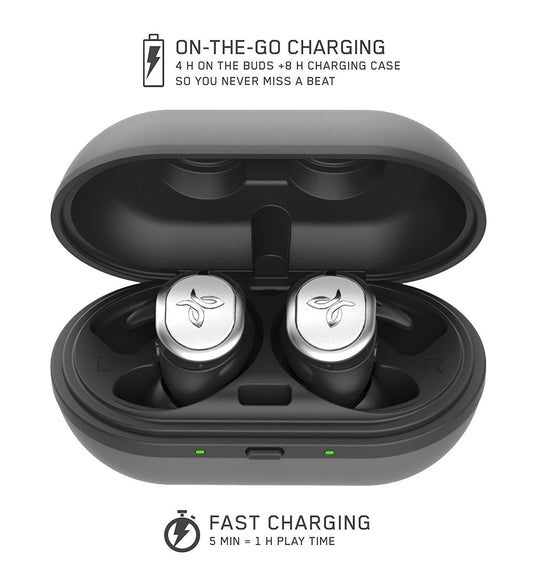 Jaybird Run Wireless In-Ear Headphones, Bluetooth, Sweat-Proof & Waterproof, 12-Hour Battery Life, Sport Fit, for Smartphone/Tablet/iOS/Android - Drift, Black/White