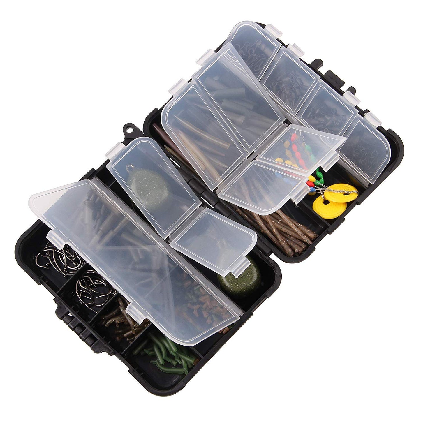 217pcs Carp Fishing Tackle Set Carp Fishing Tackle Box Anti Tangle Sleeve Line Aligner Bait Screws Carp Hooks Carp Weights for Bait Making Fishing Accessories
