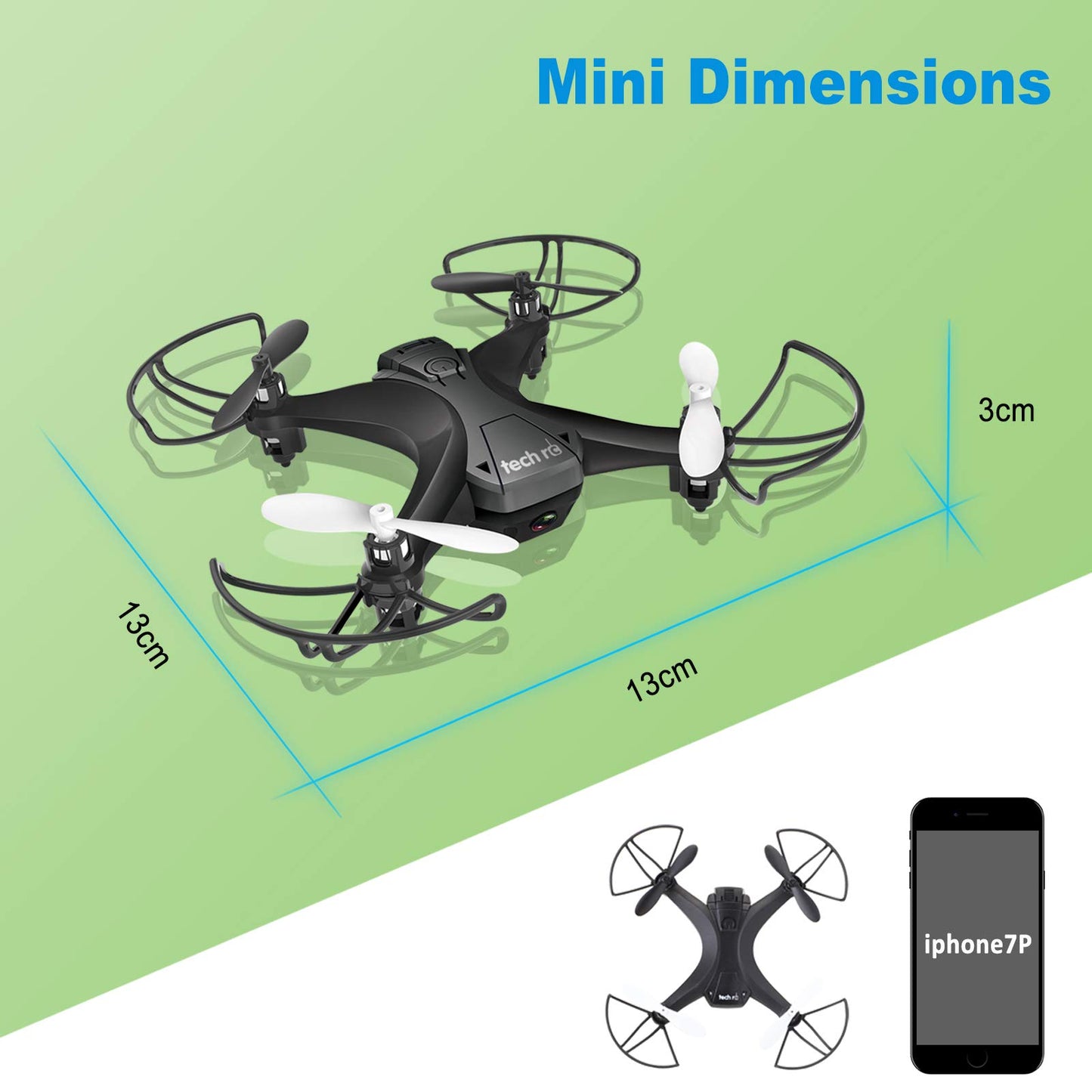 RC Mini Drone with HD Camera FPV RC Drone with 2 Batteries 2.4GHz Remote Controlled Quadcopter Beginner APP Control Photo Live Video Transmission Mobile Control 360° Flip Camera Drone Kids Toy