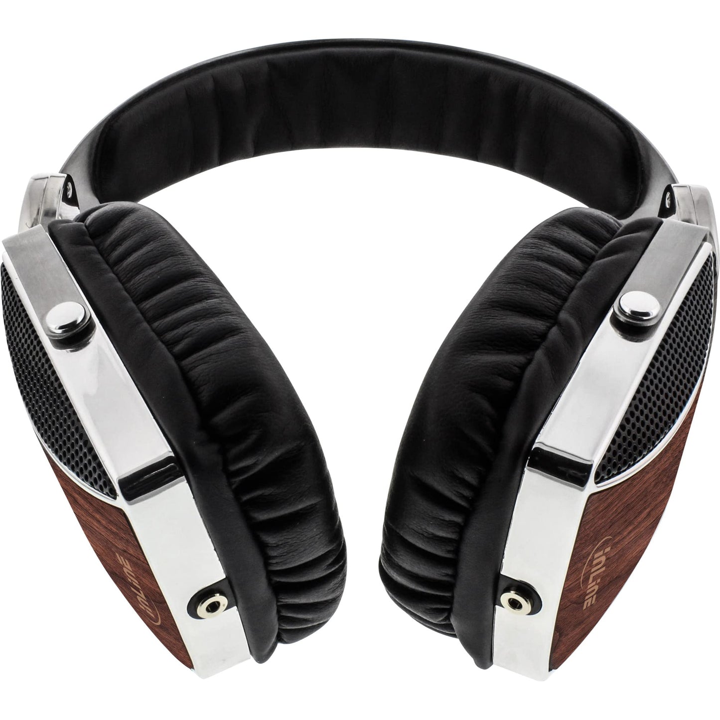InLine 55358 wood on-ear, headset with cable microphone and function button, walnut real wood, black