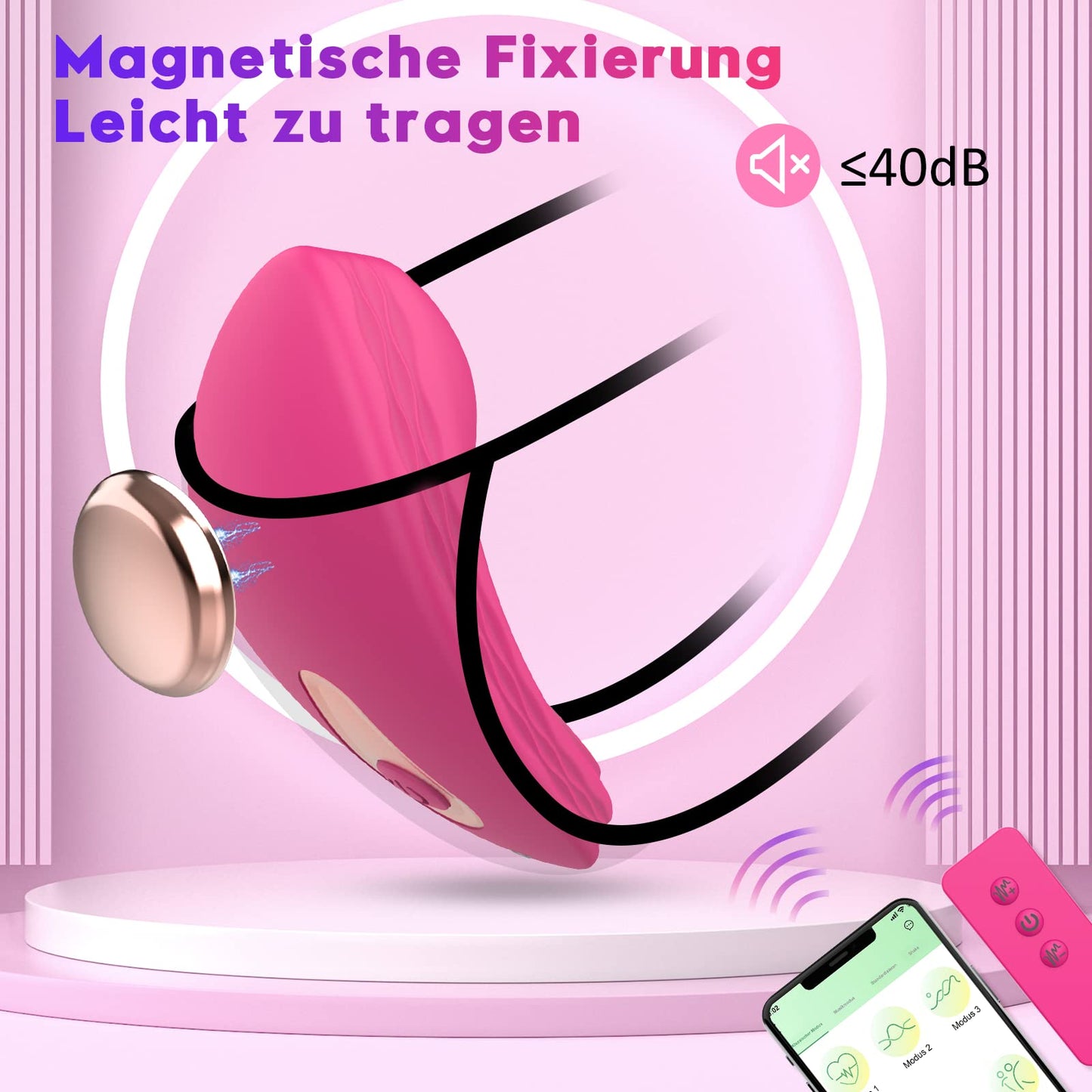 Butterfly vibrator with app & Bluetooth for her clitoris vagina. Portable remote control mini slip vibrators with 10 vibration modes. Quiet but powerful stimulator sex toy with magnetic clip for women.