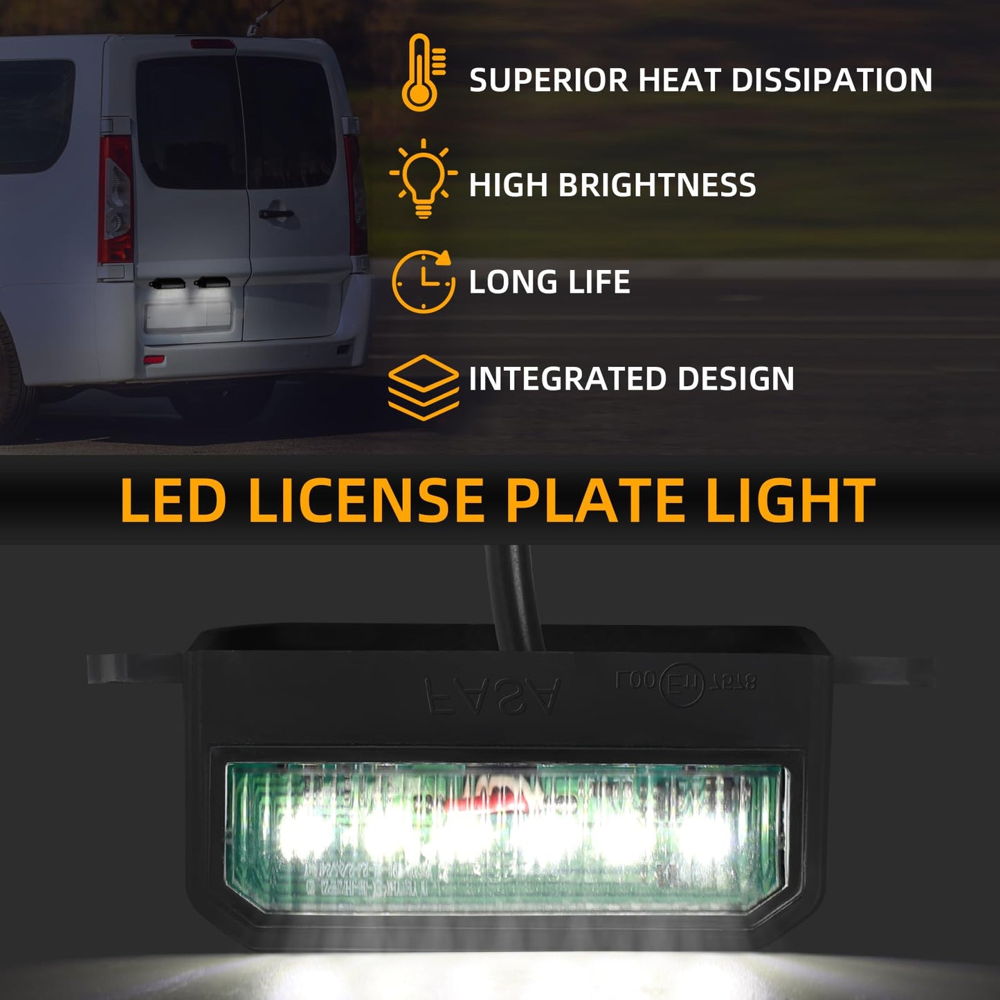 AOHEWEI 2 x LED License Plate Lights Rear License Plate Lights 12~24V Waterproof Perfect For Truck Or Boat