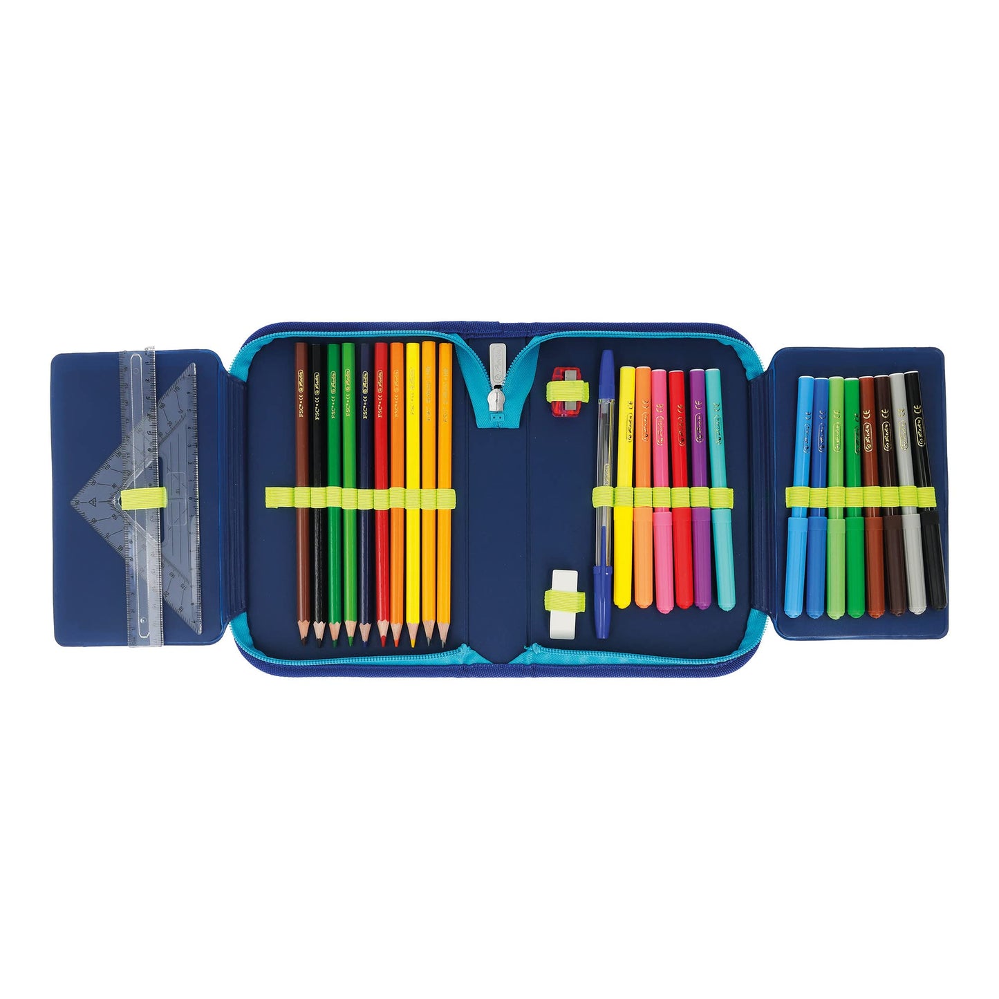 herlitz 50038206 31-piece student pencil case, Soccer design, 1 piece