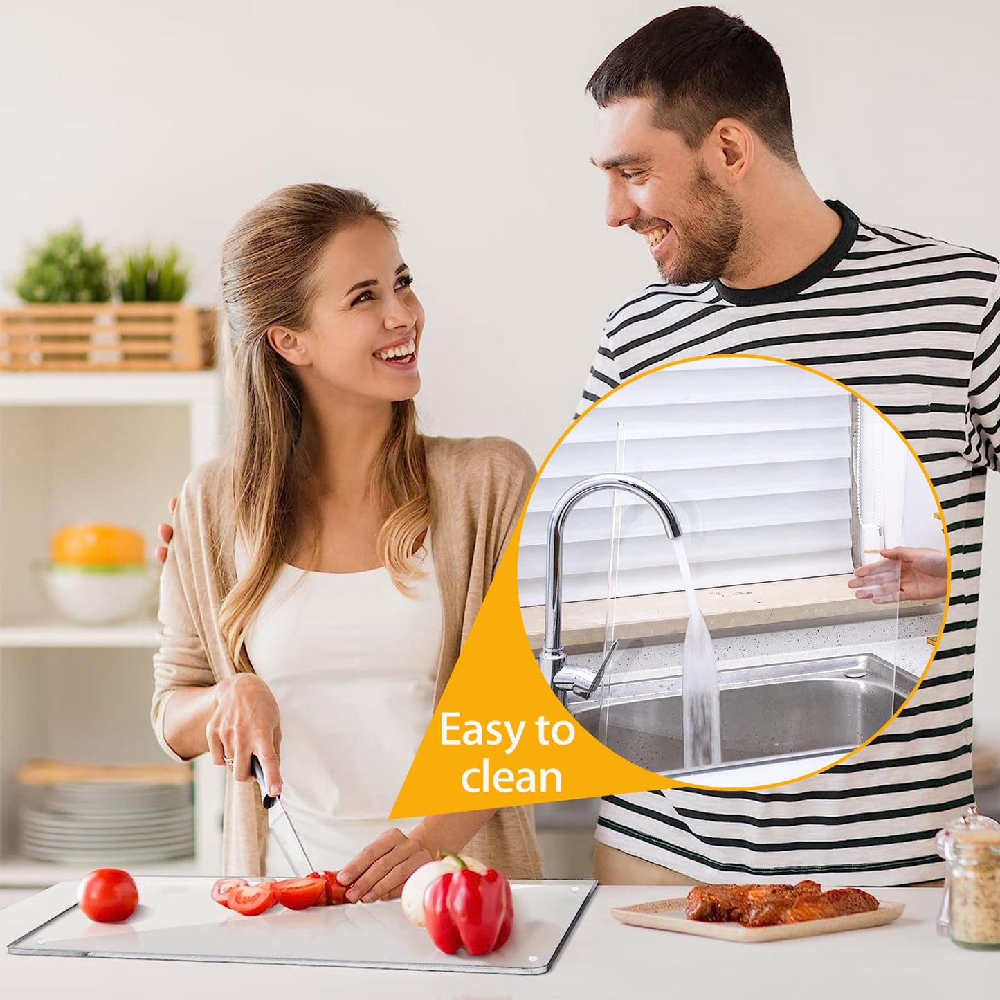 Acrylic cutting board, 5mm Acrylic cutting board with stop edge, 45cm x 35cm clear cutting board for kitchen counter, non-slip transparent acrylic cutting board with lip.