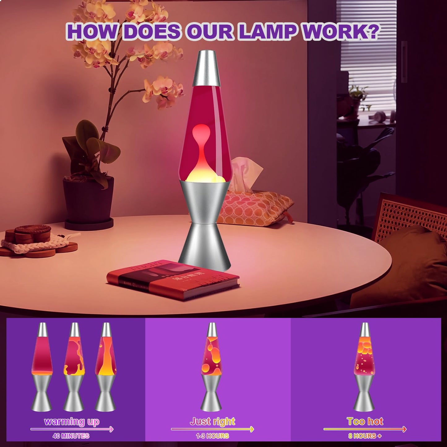 AONESY lava lamps for adults & kids 37cm purple liquid & yellow wax retro astro lamp for home decor beautiful light gift for Christmas birthday Halloween
