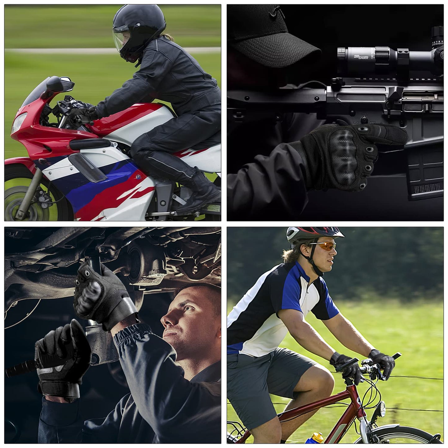 COZOME Motorcycle Gloves Men, Strong Motorcycle Gloves with Protectors, Summer Breathable Gloves with Touchscreen for Motocross, Quad, Moped, Scooter, Mountain Bike
