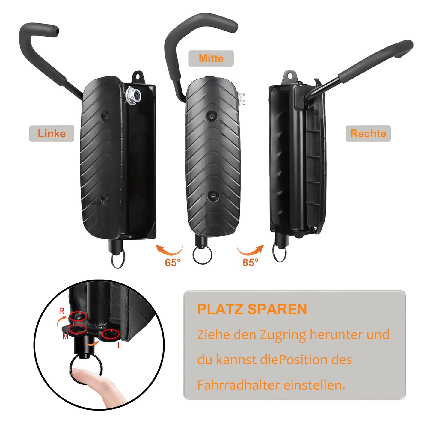 Kafilc Vertical Bike Wall Mount, Bike Wall Holder, Swiveling Bike Wall Mount, Bike Wall Holder up to 30 kg, Wall Mount for Road Bike, MTB, E-Bike