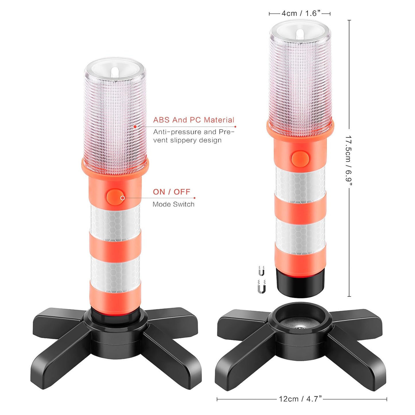 COFEMY LED Emergency Flares Set - Red light for highway road safety light camping lamp alternative to safety triangle LED emergency, 2 lights (1)