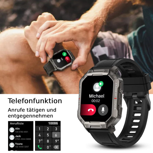 Deunis X3 Smartwatch Men 1.83 inch with phone function, fitness tracker, sleep monitor, pedometer, wristwatch, watch Android iOS, sports watch (Black)