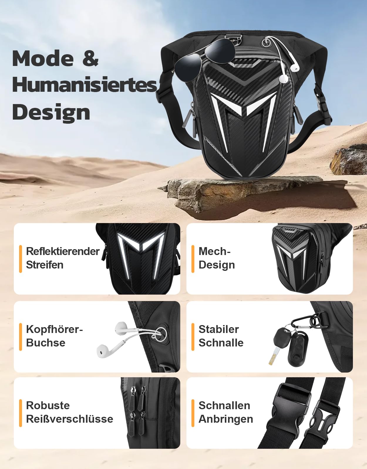 Mohard leg bag motorcycle, waterproof thigh pouch fanny pack, durable Eva motorcycle leg bag, expandable storage tank bag, sport shoulder bags for cycling, hiking, climbing.