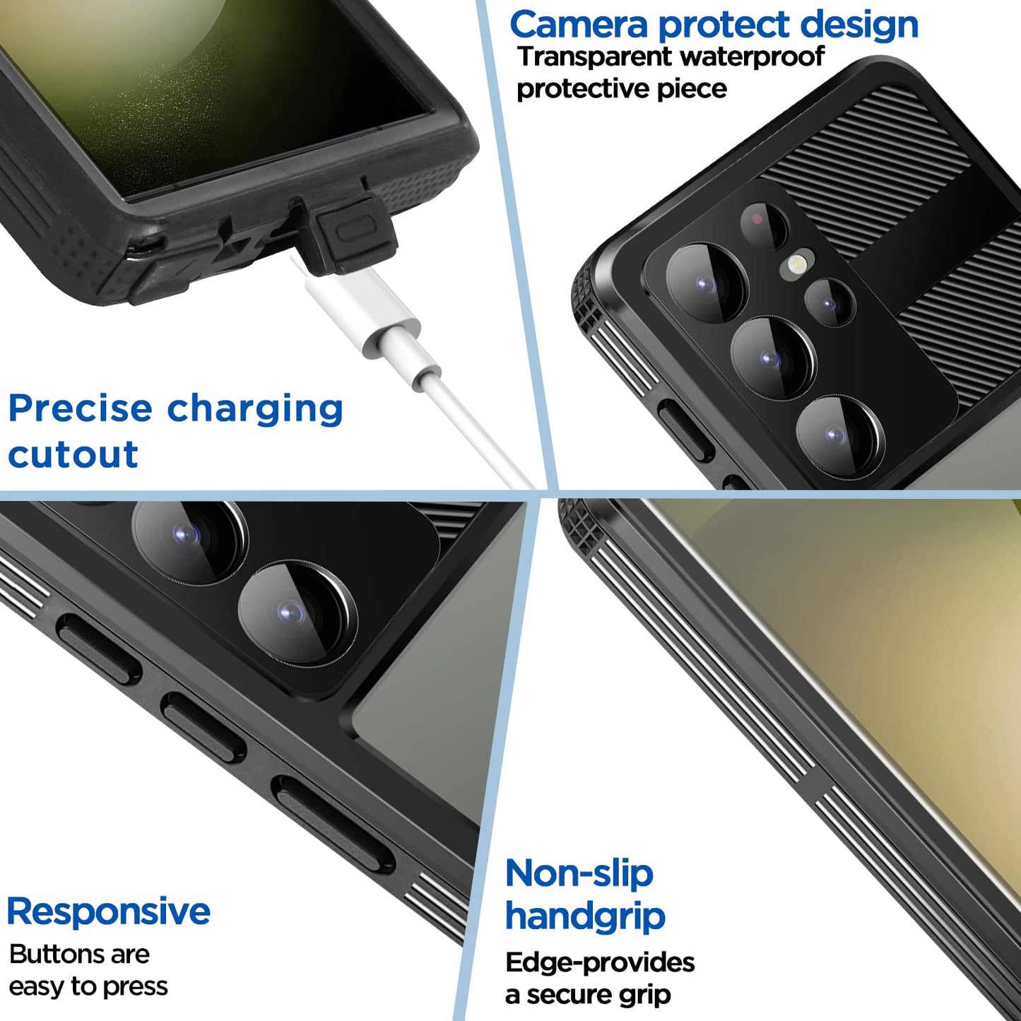 AICase waterproof case for Samsung Galaxy S23 Ultra 5G (6.8 inch), snowproof, dustproof, shockproof, full protection, IP68 certified, 360-degree protection, case for Samsung S23 Ultra 2023