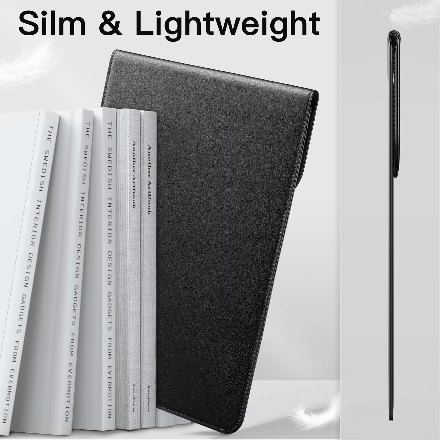 JETech Slim Laptop Sleeve Case for MacBook Air 13-inch (M4/M3/M2) 2022-2025, MacBook Pro 13-inch (M2/M1) 2016-2022, PU Leather Bag (Black)