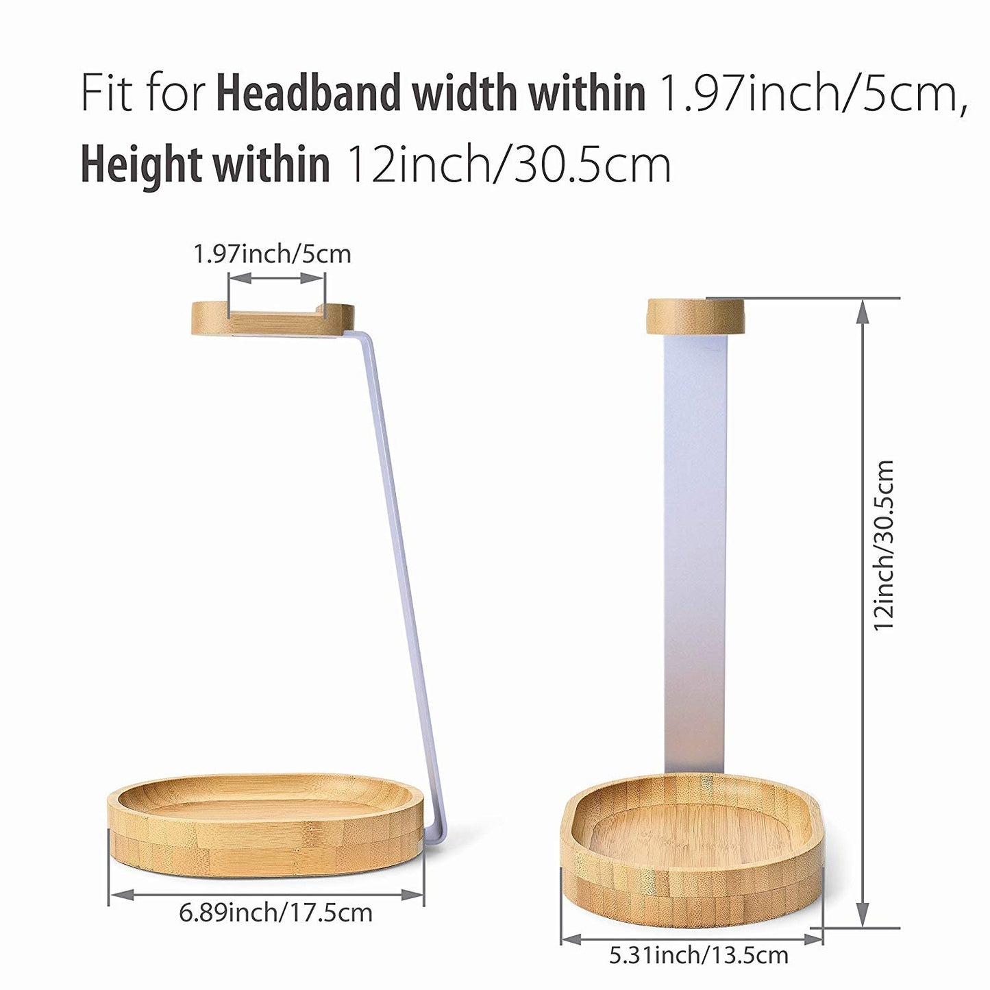Avantree TR902 - Universal Wood & Aluminum Headphone Stand, Stable Headset Holder Rack with Cable Holder.