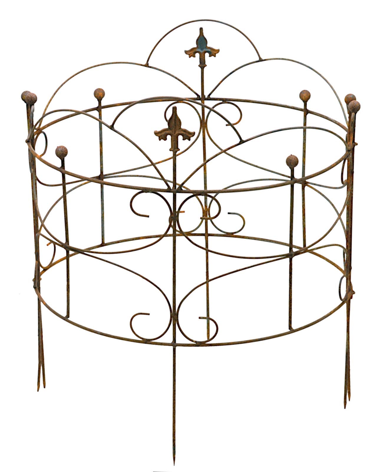 Perennial holder shrub holder close to the ground 2-piece round trellis bed metal iron rust decoration