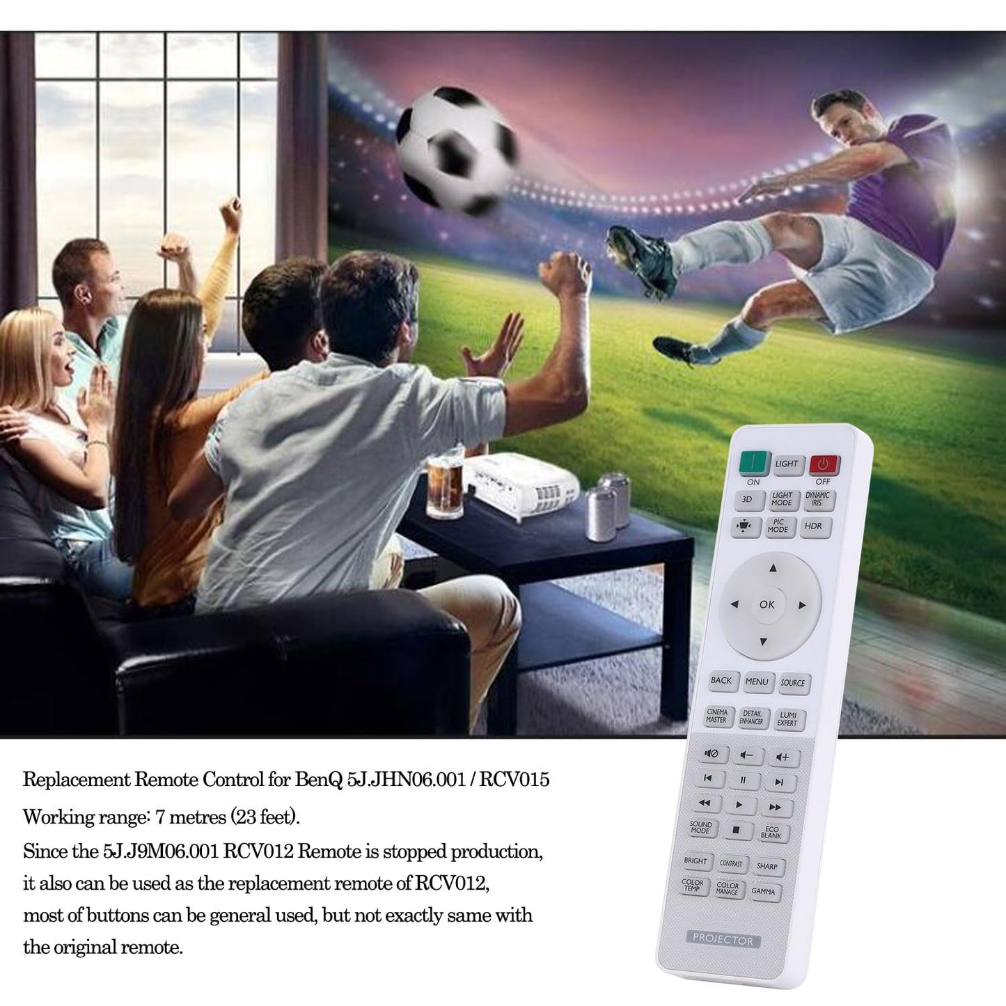 Aimdio RCV012 RCV015 remote control for BenQ W1090 TH683 W1070+ W2000 W2000+ W1110 HT1075 HT1085ST HT2150ST HT2050 MH684 TH670 W1075 W1080ST+ W1120 W3000 HT2550 W1700 TK800M projector.