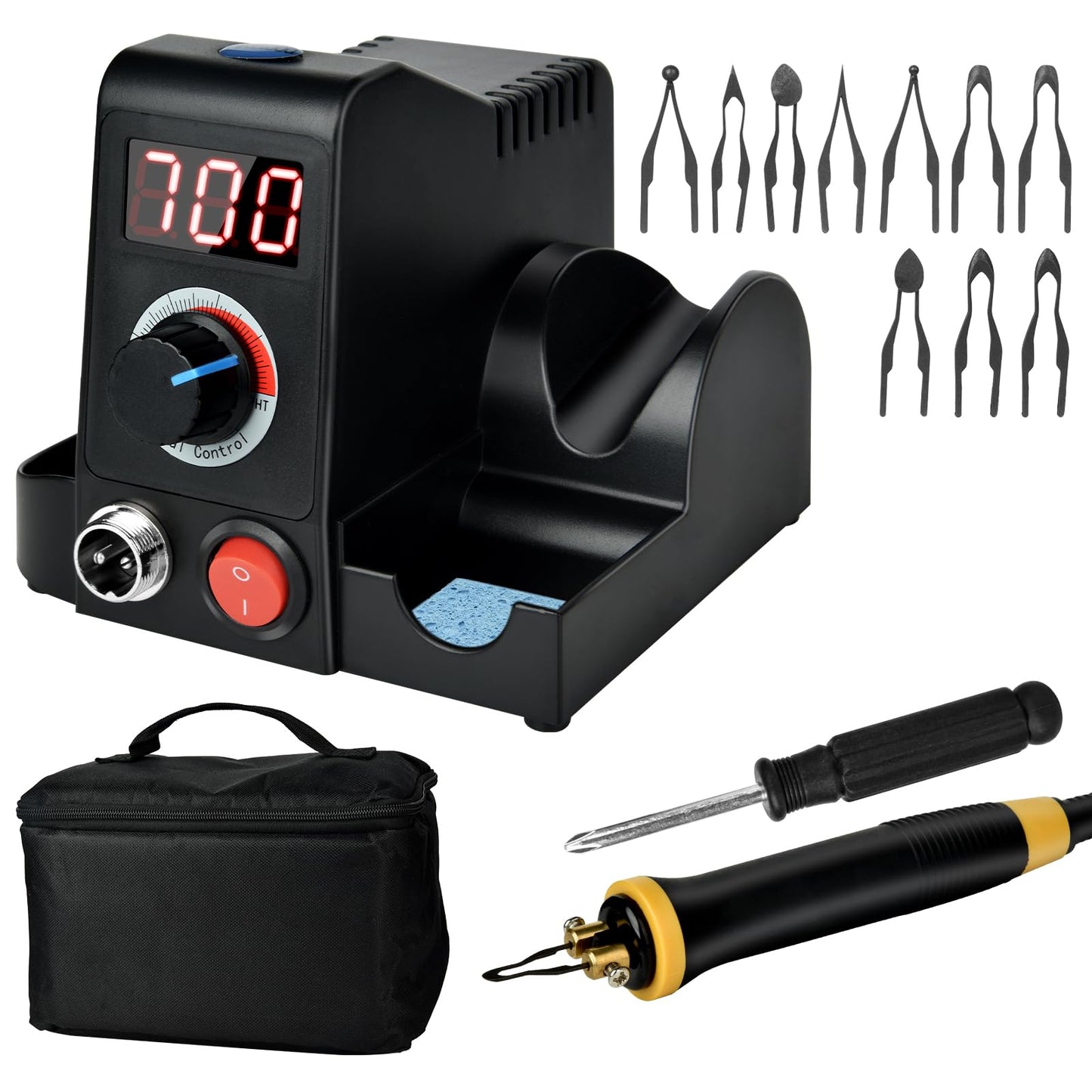 40W wood burning station Woodburning pen Set 8pcs Tips: professional wood burning kit with digital display, machine Enhanced wood burning set