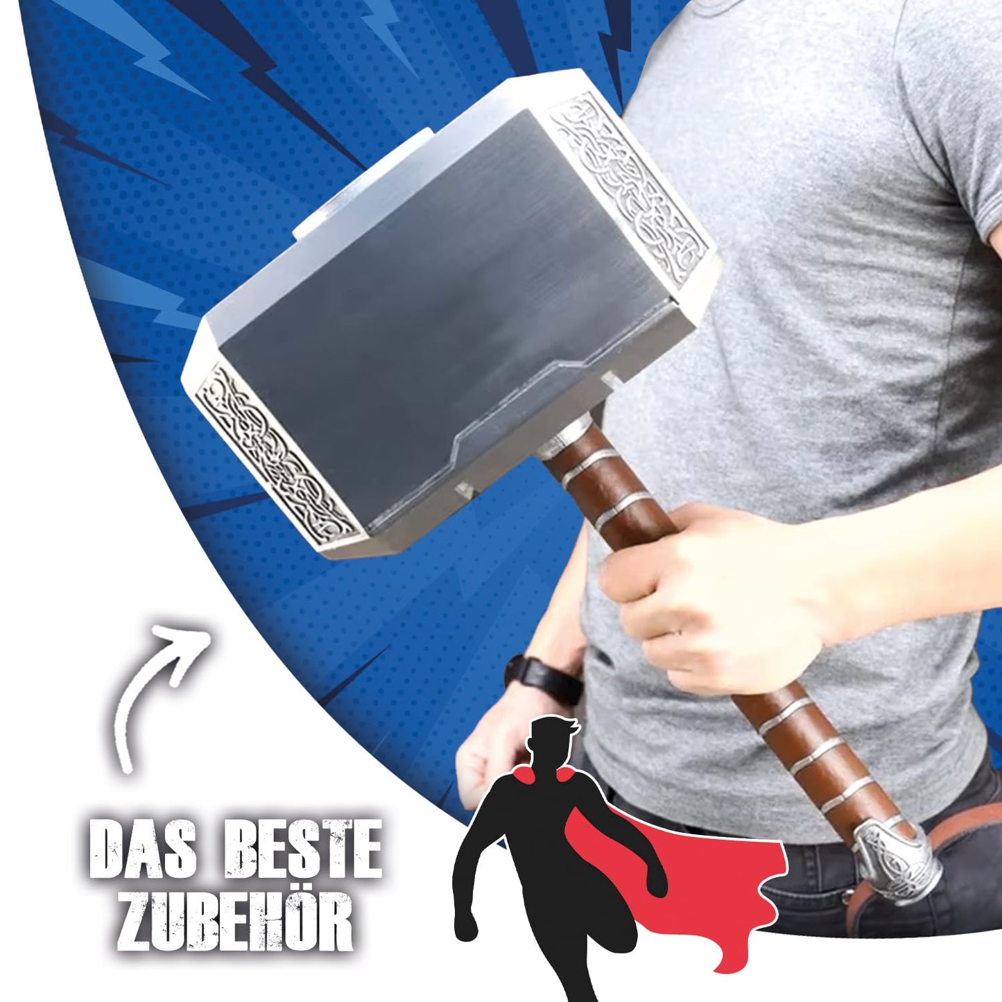 Large Thor's Hammer made of foam and PU resin | Ultra-realistic movie prop for kids and adults | Premium quality | Cosplay | Marvel | Halloween costume accessory | OriginalCup®