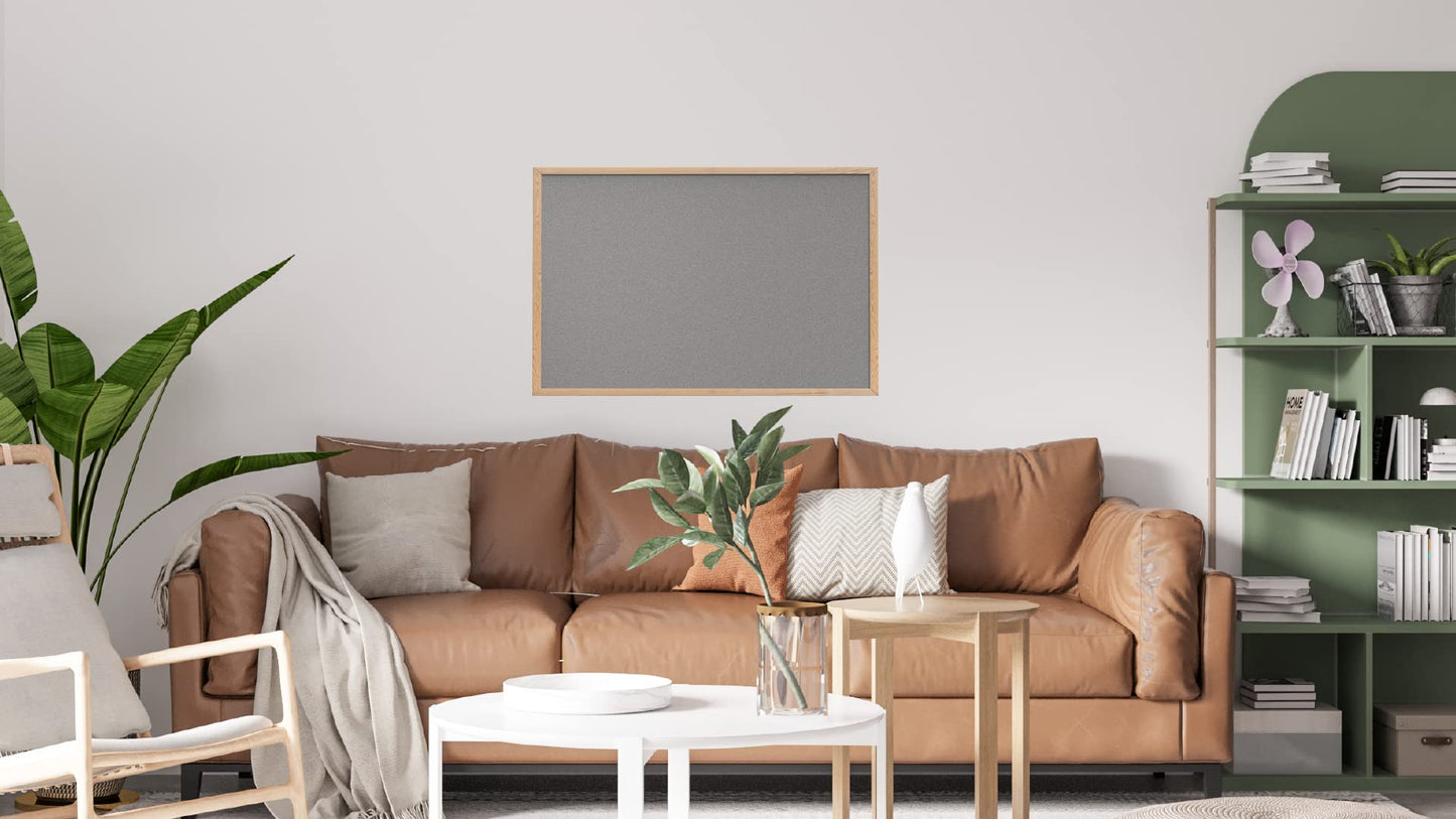 ALLboards light grey pin board with wooden frame 90x60cm cork board cork board pin board cork grey surface