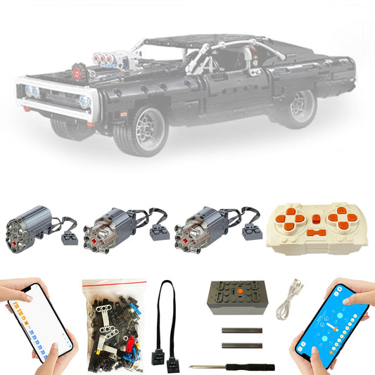 Great motor, remote control, and lighting upgrade accessories for Lego 42111 Technic Dom's Dodge Charger. Compatible with Lego 42111 building blocks model (model not included).