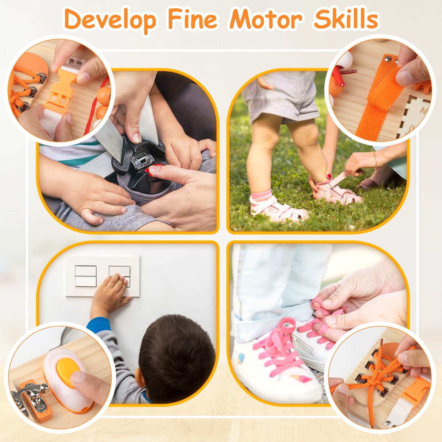 Joyreal Motor Skills Board Activity Board Montessori Toy Busy Board Montessori Board Motor Skills Toy Sensory Toy