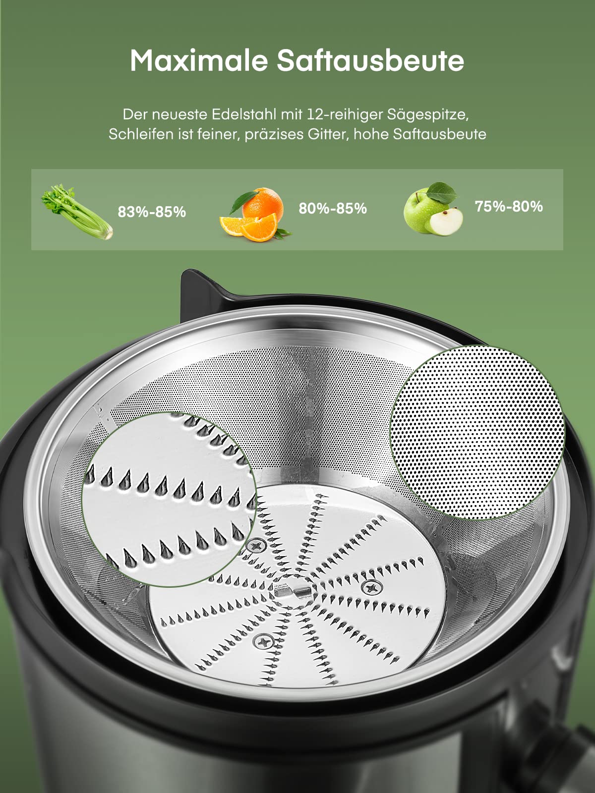Juicest Juicer for Vegetables and Fruits, 800W Juicer with 75MM Feeding Chute, Easy to Clean, Stainless Steel 2 Speed Juicer with Brush & Recipe