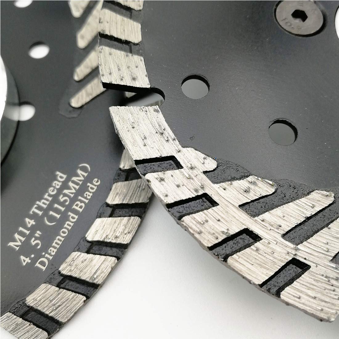 DT-DIATOOL Diamond Cutting Disc 2 pieces 115mm x M14 Turbo Blade with Protective Teeth for Cutting Grinding Granite Marble Concrete Tiles