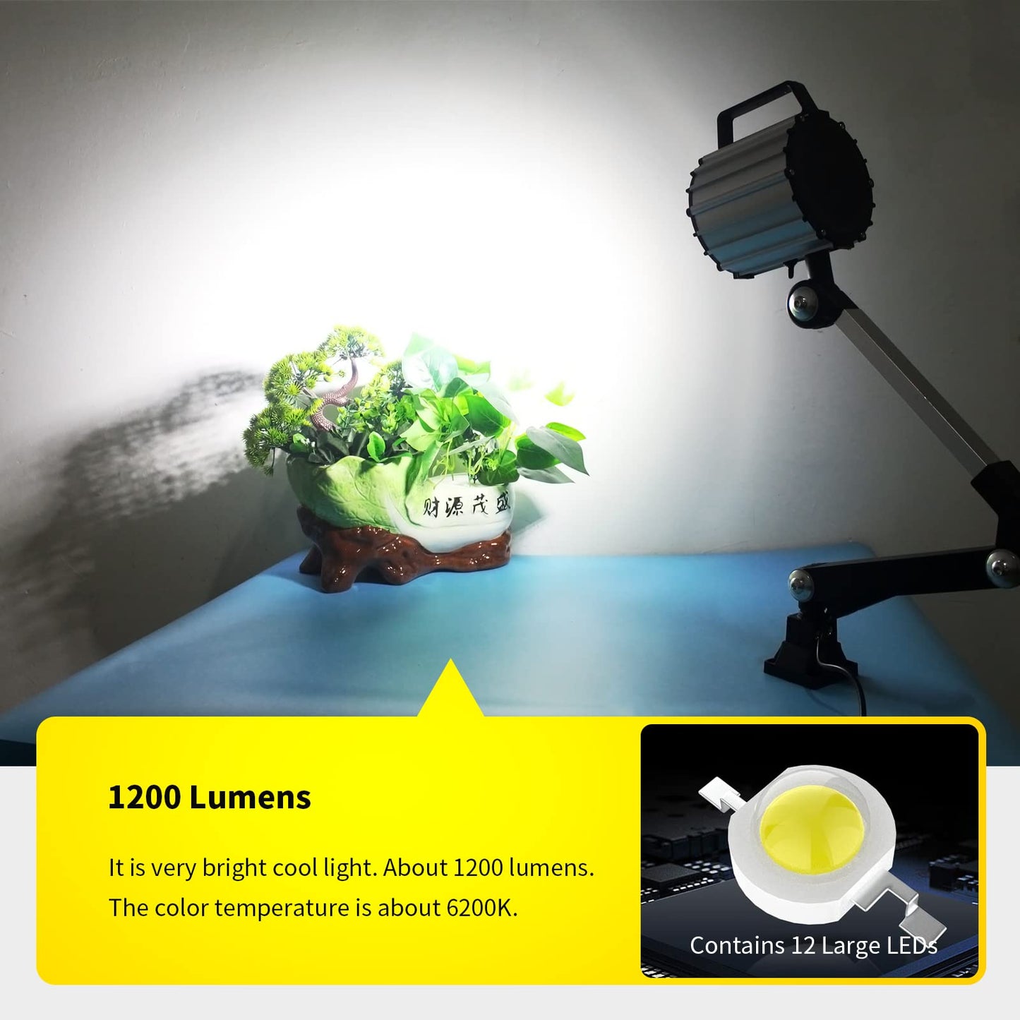 LED Tool Lathe Lamp Machine Light Long Arm 12W 110V 220V Adjustable Waterproof Work Light Spotlight (12W)