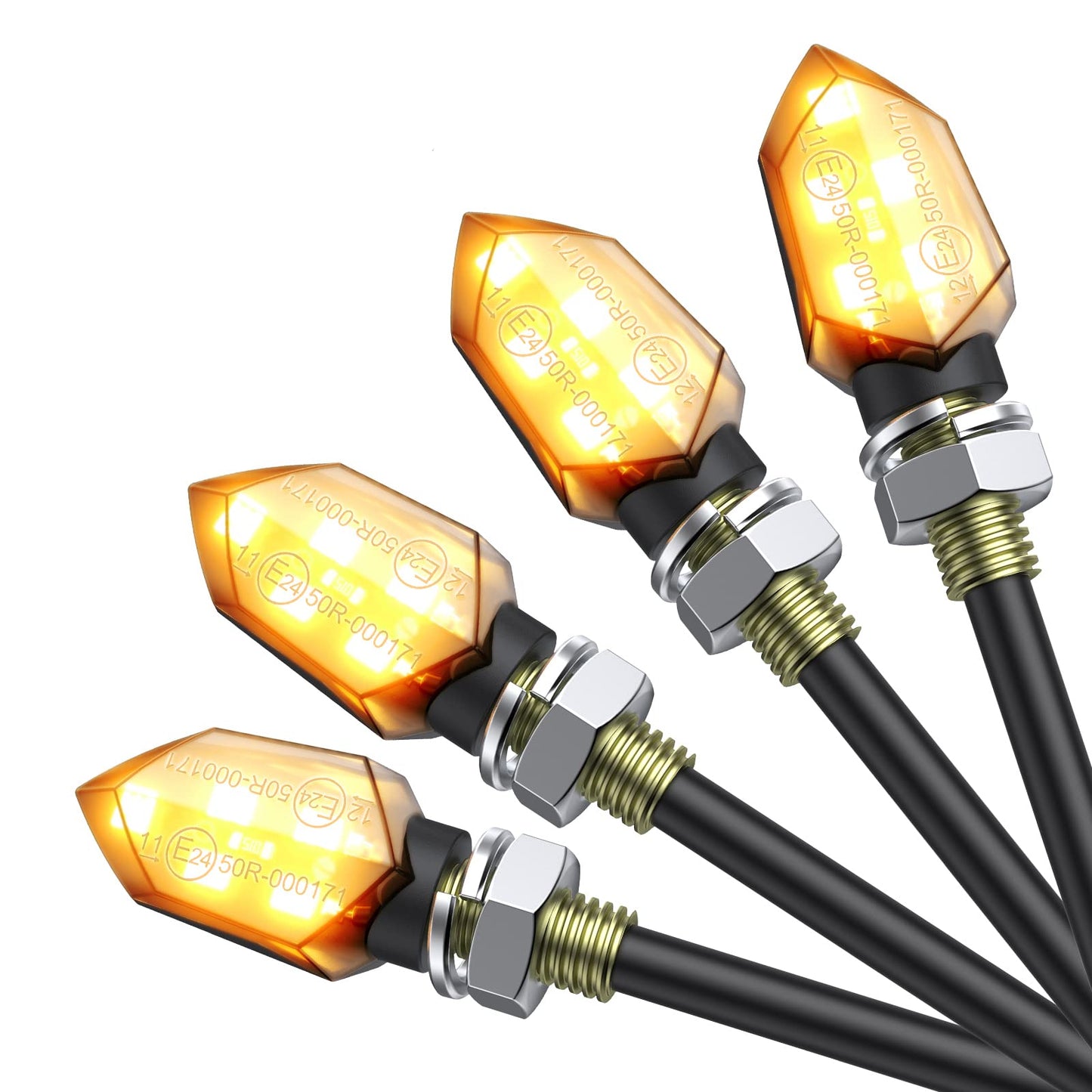 Justech 12V LED smoked micro indicator lights motorcycle daytime running lights universal running lights quad roller 4 pieces E-marked.