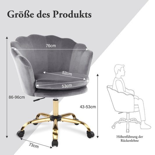 WOLMICS Office Chair Ergonomic, Desk Chair 150kg Velvet for Home Office, Height Adjustable Swivel Chair with Padded, Vanity Chair for Bedroom