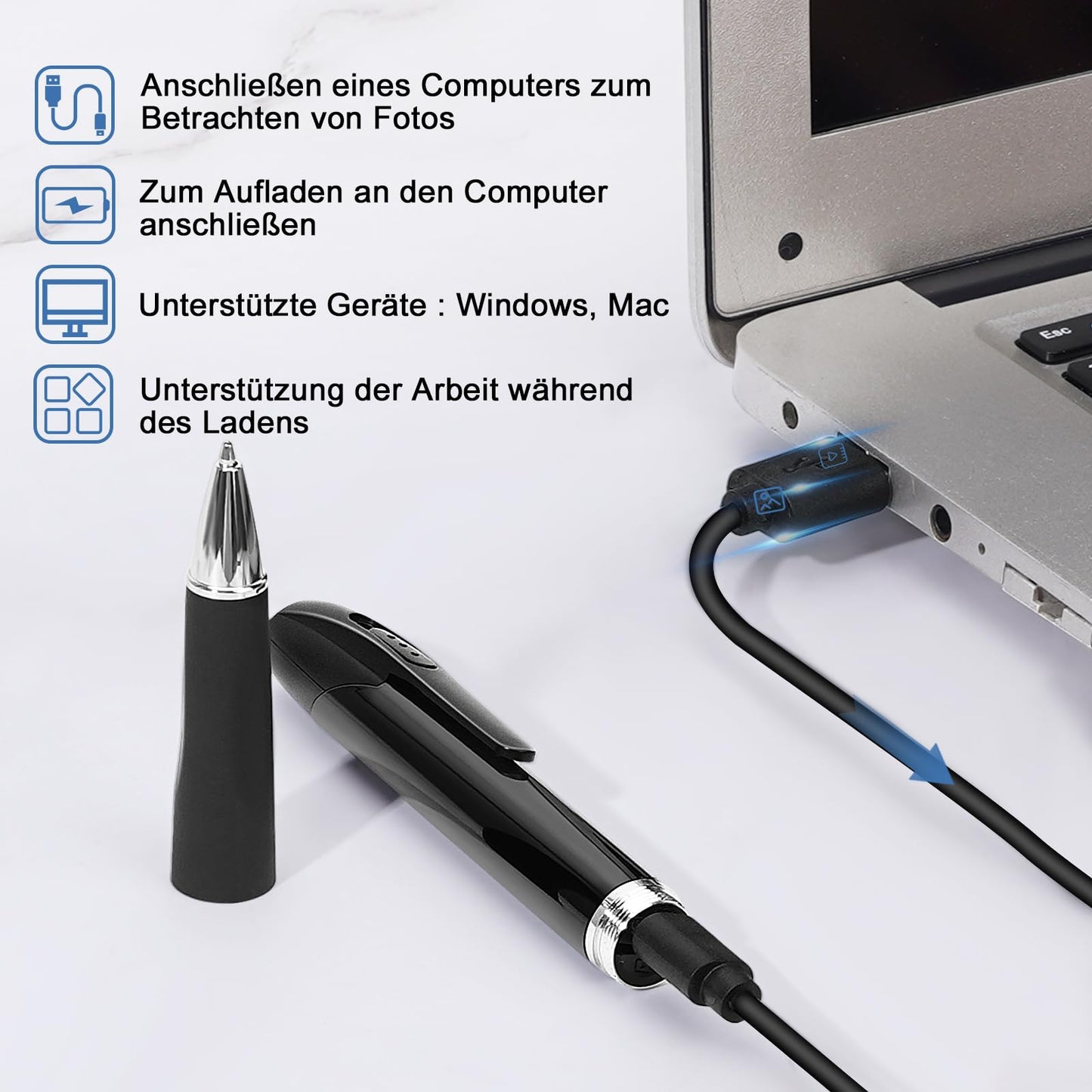 FINSUI Mini Camera 32GB 1080P Surveillance Camera Portable small surveillance camera pen camera camera for home office business meetings with 5 ink fills