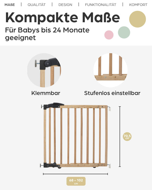Geuther 2714 Swivel Safety Gate Fit: 68 cm - 102 cm Door gate without drilling Safety lock barrier-free Can be opened in 2 directions Eco baby gate