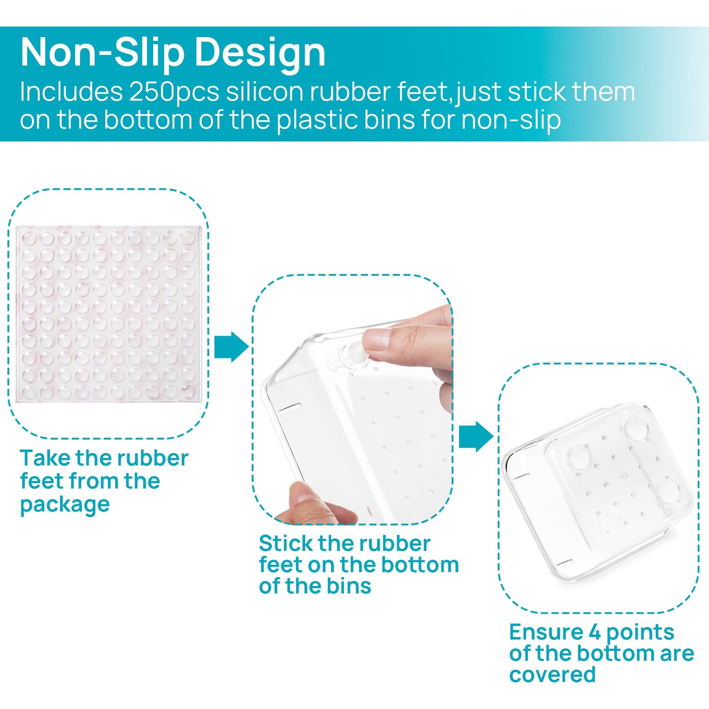Vtopmart 60 Pieces Drawer Organizer, 4 Sizes, Clear Plastic Drawer Organizer, Containers for Bathroom and Vanity, Organization for Kitchen Utensils, Makeup