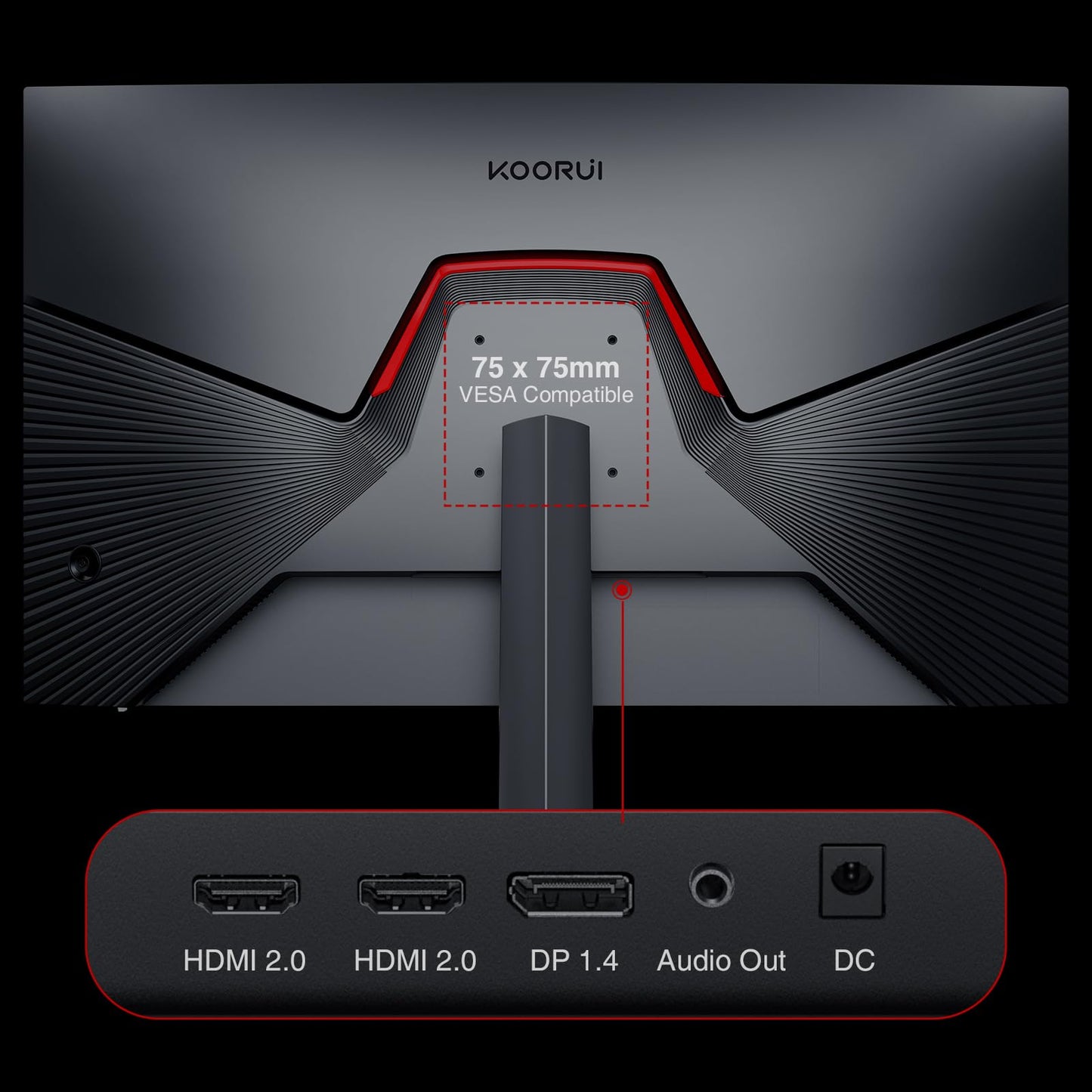 KOORUI Gaming Monitor 27 inch, Full HD Frameless Screen 165Hz Adaptive Sync (1ms, VA Panel, Eye-Care, 1920 x 1080, 2xHDMI 2.0, & DisplayPort 1.4, VESA 75x75mm, DCI-P3 90%)
