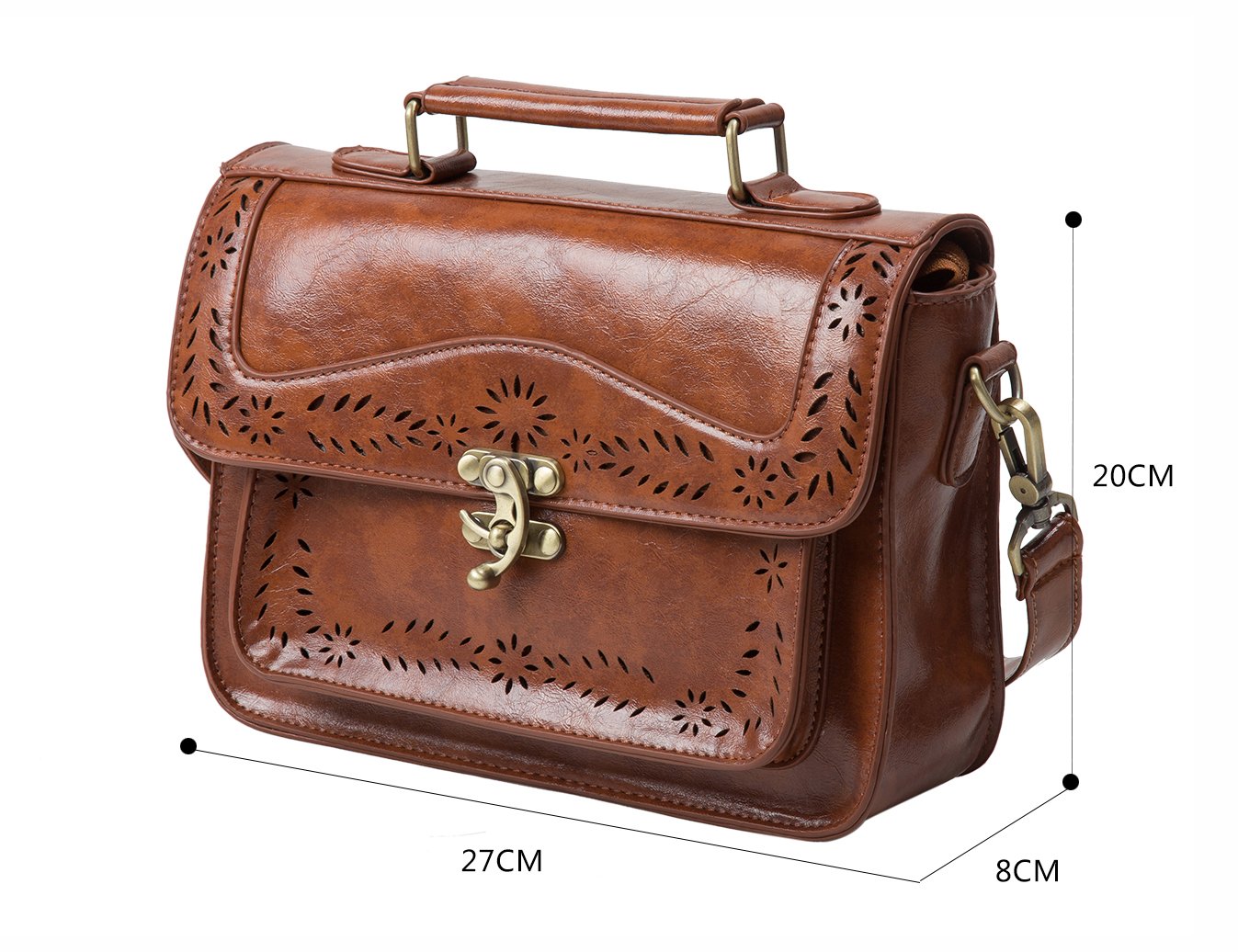 ECOSUSI Women's Shoulder Bag Vintage Leather Crossbody Bag Small Handbag Mini Messenger Bag Brown