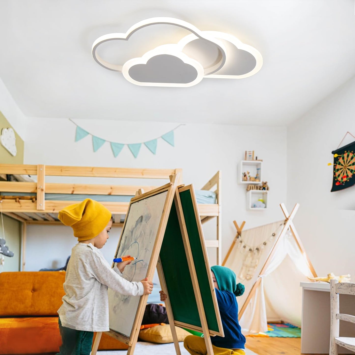 BLMYL LED Ceiling Light Kids Room 52CM Lamp, Ceiling Light Kids Room Dimmable Cloud Light with Remote Control 3000K-6000K, 42W Ceiling Light for Living Room, Bedroom
