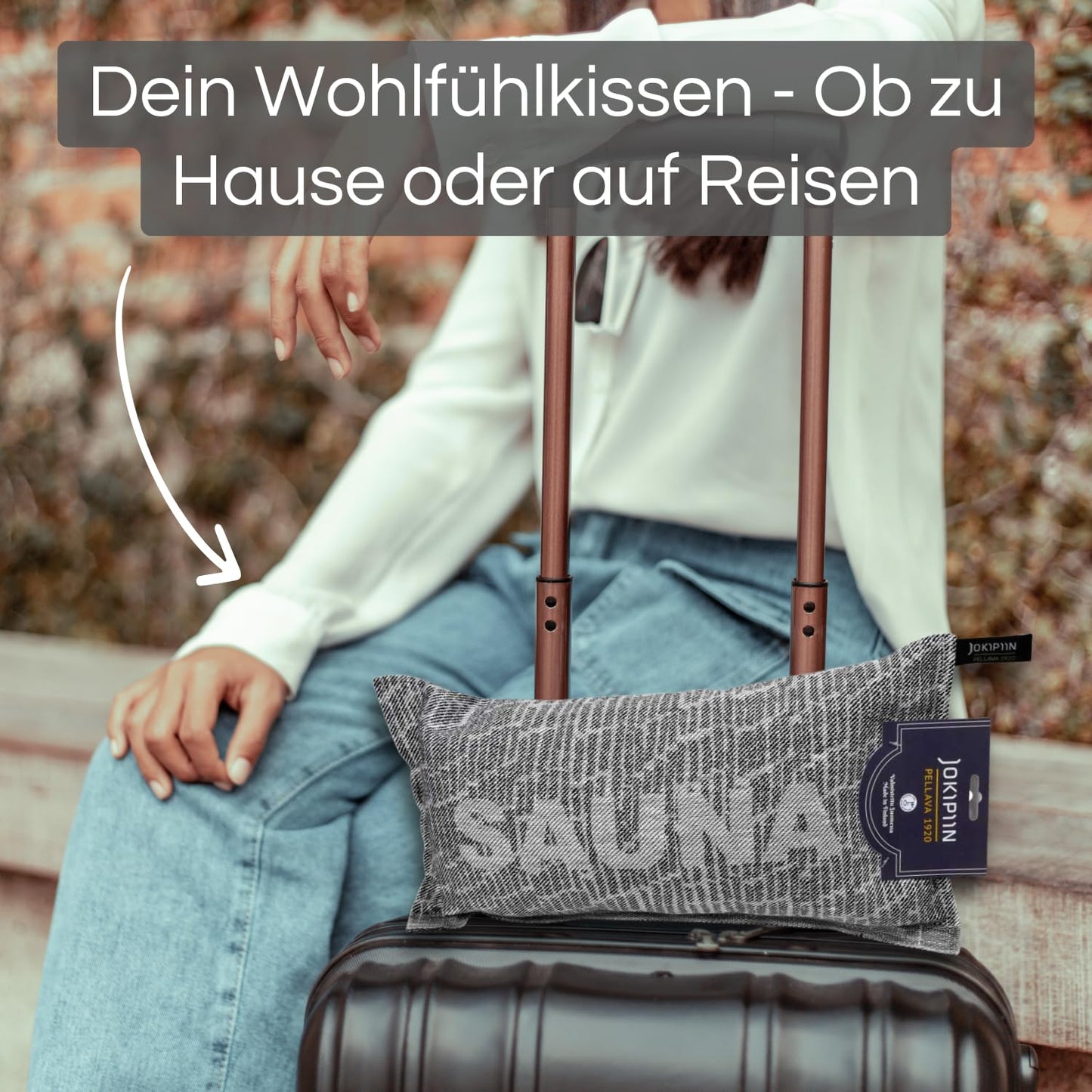 Jokipiin Premium Sauna Pillow 40x22 cm - 100% Made in Finland - Linen & Cotton - Oeko-Tex Certified - Wellness Headrest & Neck Pillow for Sauna Spa & Relaxation