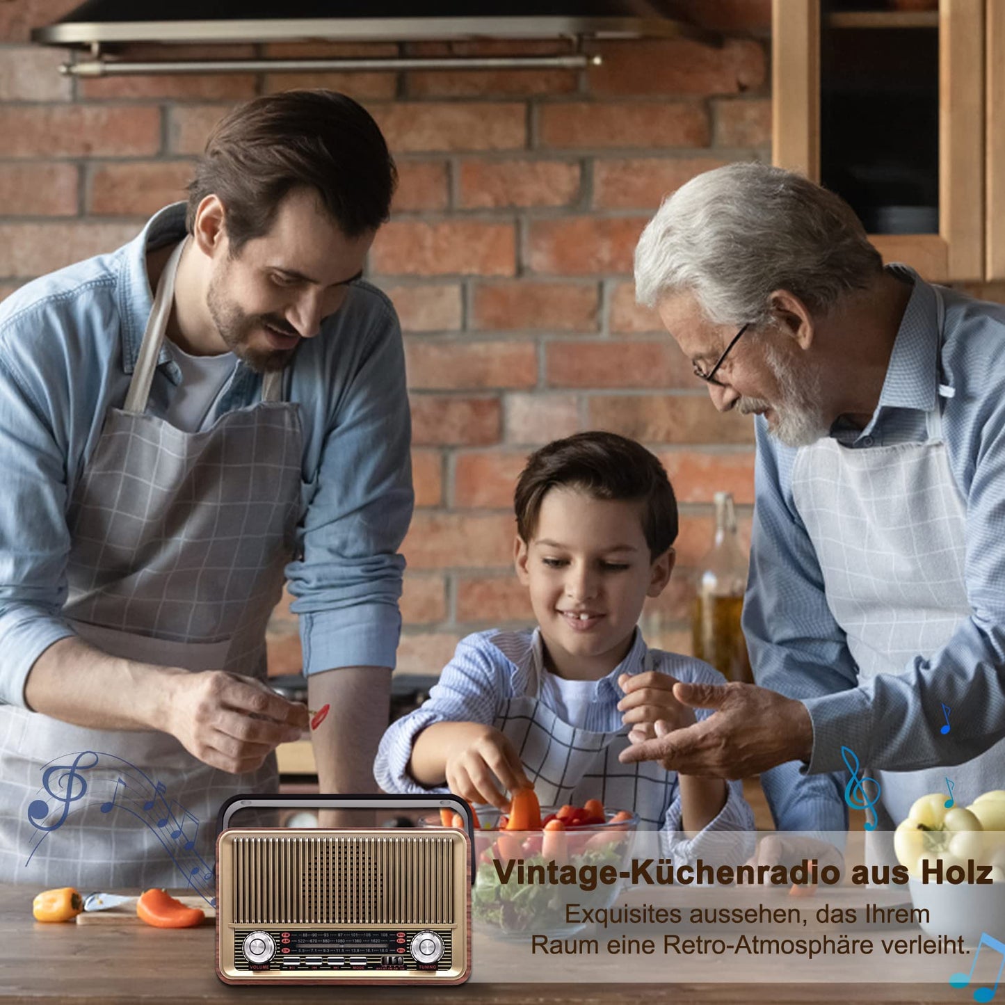 Sentasi Retro Bluetooth 5.0 Radio - Nostalgic AM SW FM vintage device with 1200mAh rechargeable battery, USB/TF support - For kitchen, office, and home
