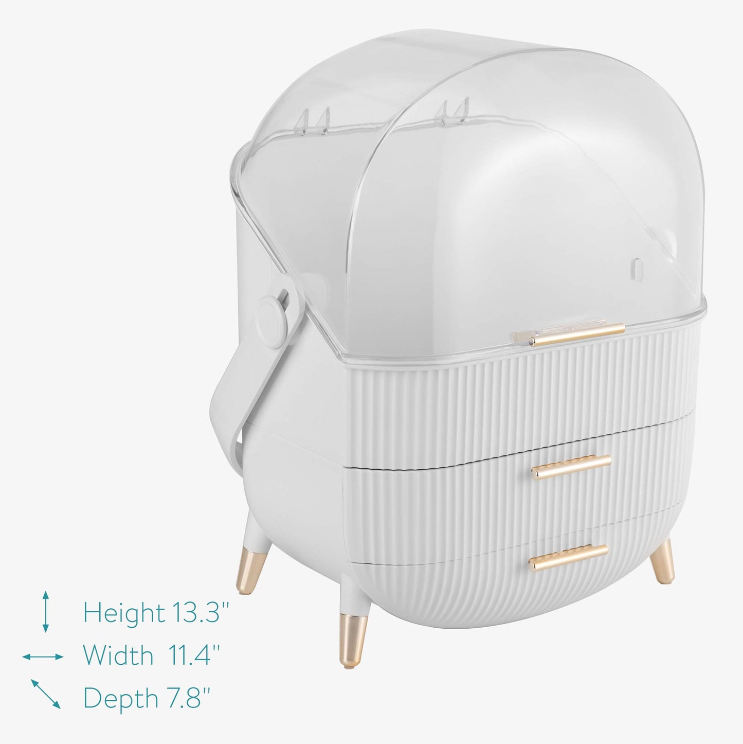 Navaris Makeup Organizer - storage for cosmetics - organizational system with 2 drawers - portable storage box for bathroom or vanity - White